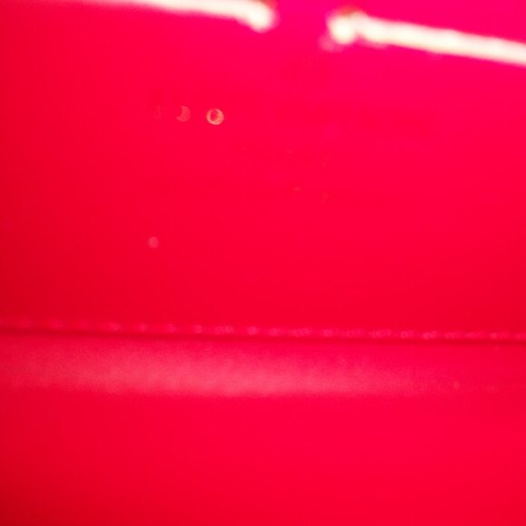 Monogrammed Red Vinyl Zip-Around CLutchWallet in Style of B=Vernis Wallet NOT LV - Picture 9 of 12